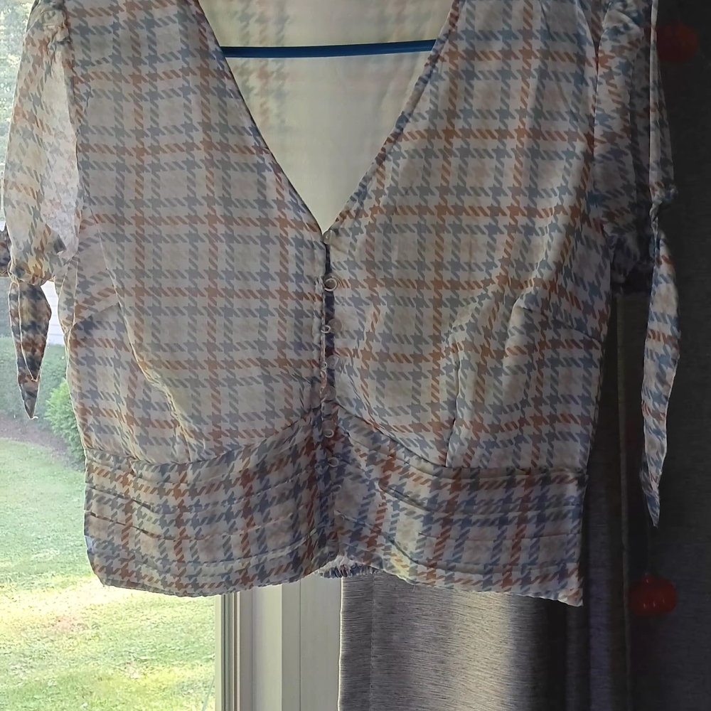 Plaid V-Neck Women's Top